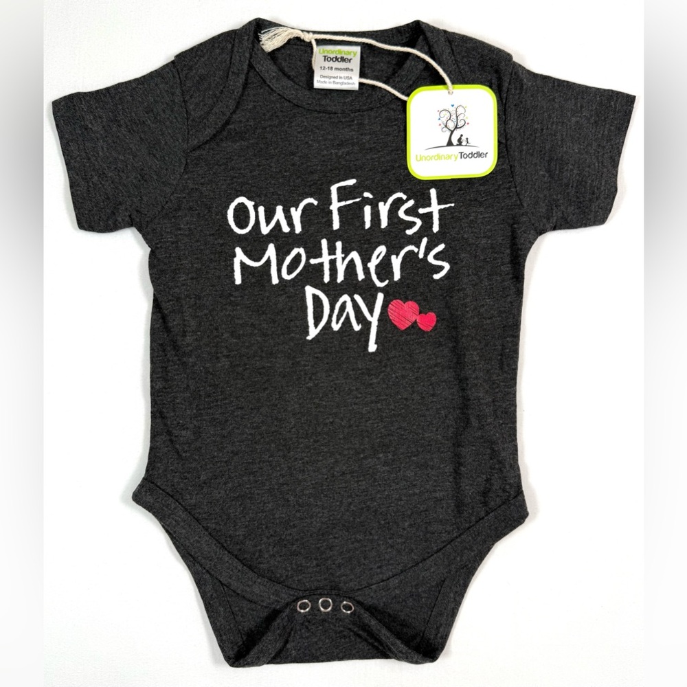 NWT UNORDINARY TODDLER Baby‎ Bodysuit 12-18M Our First Mother’s Day NEW Adoption